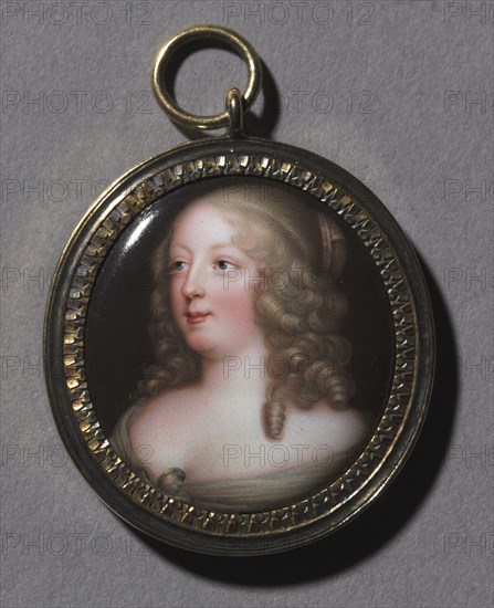 Portrait of a Woman, c. 1670. Jean Petitot (Swiss, 1607-1691). Enamel in a silver gilt frame; framed: 2.9 x 2.2 cm (1 1/8 x 7/8 in.); unframed: 2.3 x 2.1 cm (7/8 x 13/16 in.).
