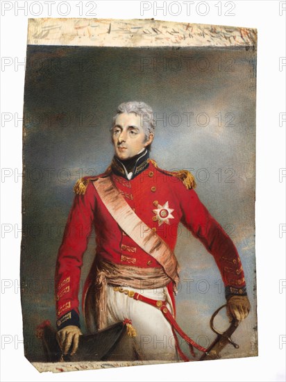 Portrait of Arthur Wellesley, later 1st Duke of Wellington, c. 1806-1807. Attributed to John Wright (British, 1745-1820).  watercolor on ivory in a gilt wood frame; framed: 22 x 18.2 cm (8 11/16 x 7 3/16 in.); unframed: 18.7 x 14 cm (7 3/8 x 5 1/2 in.)