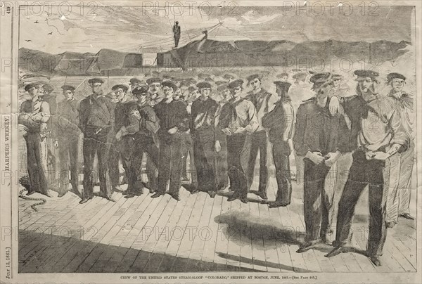 Crew of the United States Steam-Sloop "Colorado,"  Shipped at Boston, June 1861, 1861. Winslow Homer (American, 1836-1910). Wood engraving