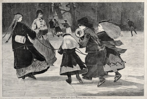 "Winter" - A Skating Scene, 1868. Winslow Homer (American, 1836-1910). Wood engraving