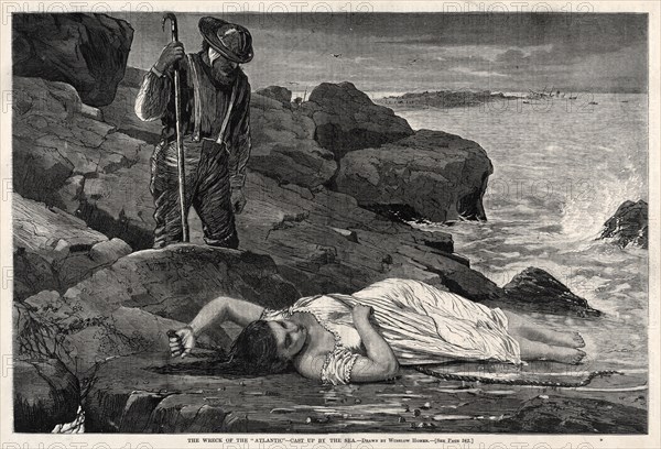 The Wreck of the "Atlantic" - Cast Up by the Sea, 1873. Winslow Homer (American, 1836-1910). Wood engraving