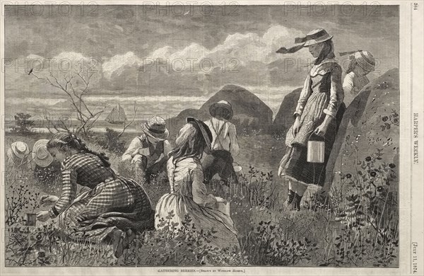 Gathering Berries, 1874. Winslow Homer (American, 1836-1910). Wood engraving