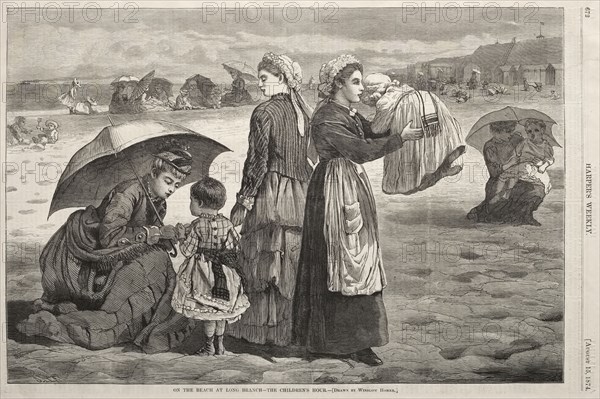 On the Beach at Long Branch - The Children's Hour, 1874. Winslow Homer (American, 1836-1910). Wood engraving