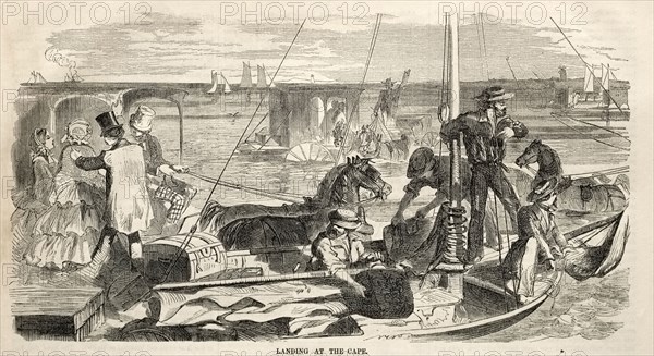 Camp Meeting Sketches:  Landing at the Cape, 1858. Winslow Homer (American, 1836-1910). Wood engraving
