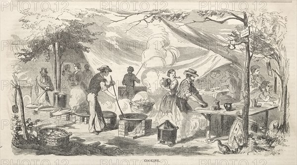 Camp Meeting Sketches:  Cooking, 1858. Winslow Homer (American, 1836-1910). Wood engraving