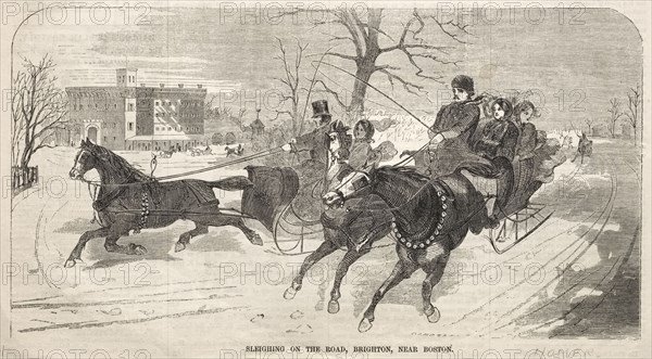 Sleighing on the Road, Brighton, near Boston, 1859. Winslow Homer (American, 1836-1910). Wood engraving