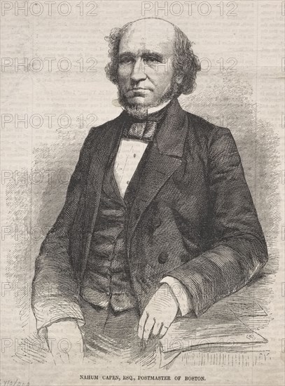 Nahum Capen, Esq., Postmaster of Boston, 1859. Winslow Homer (American, 1836-1910). Wood engraving