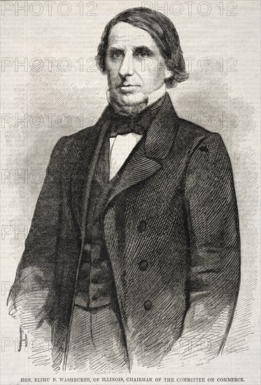 Hon. Elihu B. Washburne, of Illinois, Chairman of the Committee on Commerce, 1860. Winslow Homer (American, 1836-1910). Wood engraving