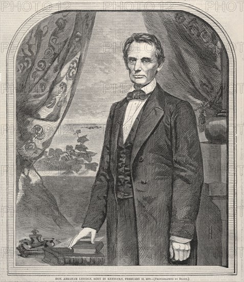 Hon. Abraham Lincoln, Born in Kentucky, February 12, 1809, 1860. Winslow Homer (American, 1836-1910). Wood engraving