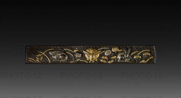 Knife Handle (Kozuka), c 1800s. Japan, 19th century. Inlaid bronze; overall: 1.4 cm (9/16 in.).