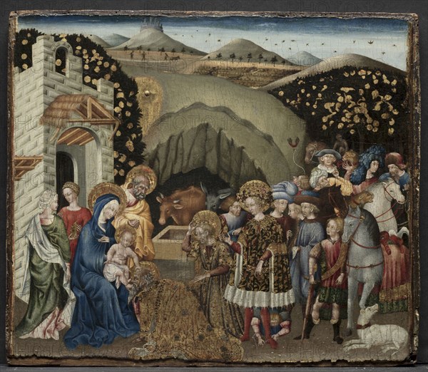 The Adoration of the Magi, 1440-45. Giovanni di Paolo (Italian, c. 1403-1482). Tempera and gold on wood panel; framed: 52.5 x 59 x 7.5 cm (20 11/16 x 23 1/4 x 2 15/16 in.); unframed: 38.4 x 44.3 cm (15 1/8 x 17 7/16 in.).