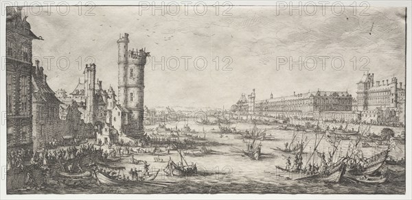 Les deux grandes vues de Paris:  Vue du Louvre, 1628-1630. Jacques Callot (French, 1592-1635). Etching