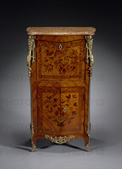 Fall-front Secretary, c. 1765- 1775. Attributed to Leonard Boudin (French, 1735-1804). Wood marquetry, gilt bronze mounts, marble; overall: 106.4 x 61 x 37.5 cm (41 7/8 x 24 x 14 3/4 in.).