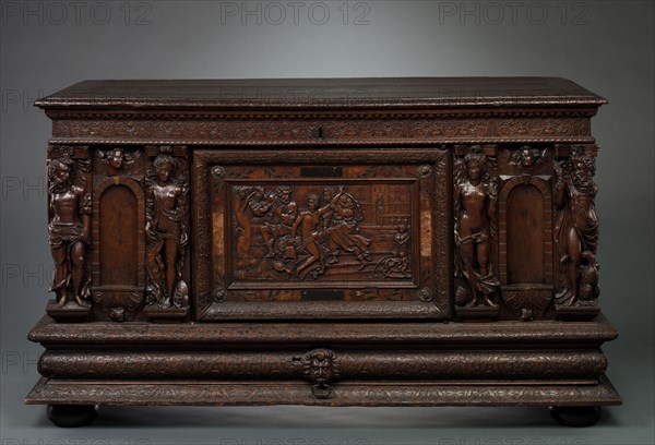 Chest, 1550-1599. France, Normandy, 16th century. Oak; overall: 96.5 x 165.1 x 71.8 cm (38 x 65 x 28 1/4 in.).