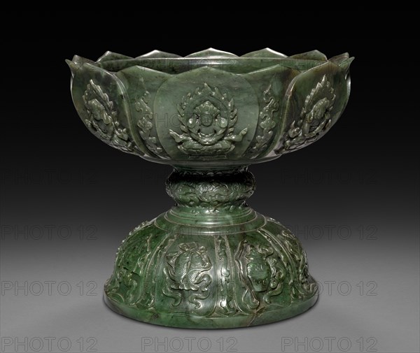 Offering Container in Form of Alms Bowl, 18th Century or later. China, Qing dynasty (1644-1911). Jade; overall: 17.8 cm (7 in.).