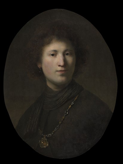 A Young Man with a Chain, c. 1629 or 1632. Rembrandt van Rijn (Dutch, 1606-1669), and Studio. Oil on wood; framed: 83.8 x 69.9 x 12.7 cm (33 x 27 1/2 x 5 in.); unframed: 57.8 x 43.8 cm (22 3/4 x 17 1/4 in.).
