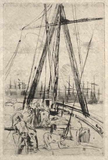 Shipping at Liverpool, 1867. James McNeill Whistler (American, 1834-1903). Etching and drypoint