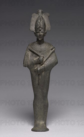 Statuette of Osiris, 664-30 BC. Egypt, Late Period, Dynasty 26 or later. Bronze, body solid cast, head hollow cast; overall: 26.4 x 6.8 x 6.8 cm (10 3/8 x 2 11/16 x 2 11/16 in.).