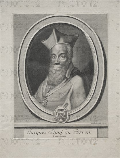 Cardinal Jaques Davey Duperron. Gerard Edelinck (French, 1640-1707). Engraving