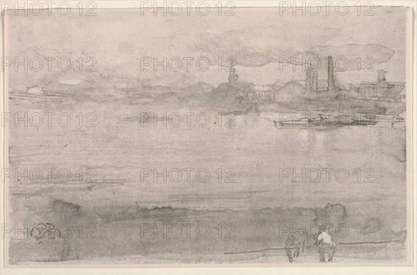 Early Morning:  The Thames at Battersea, London, 1878. James McNeill Whistler (American, 1834-1903). Lithograph