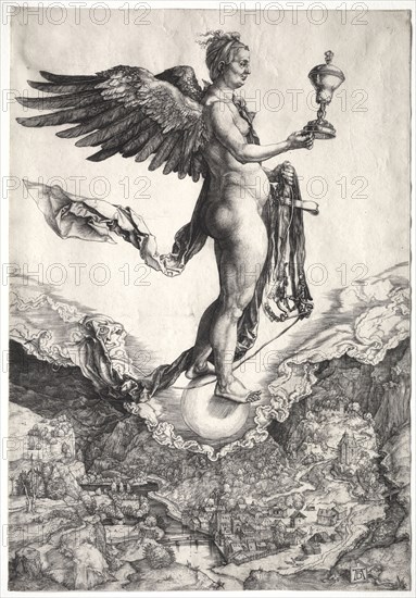 Nemesis, c. 1501-1502. Albrecht Dürer (German, 1471-1528). Engraving; platemark: 33.3 x 23 cm (13 1/8 x 9 1/16 in.)