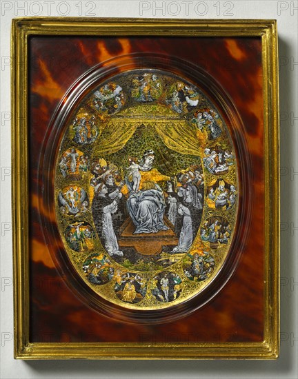 Plaque Depicting the Madonna, mid 1500s. Italy, 16th century. Enamel on copper; framed: 18.8 x 15.9 cm (7 3/8 x 6 1/4 in.); unframed: 8.9 x 7 cm (3 1/2 x 2 3/4 in.).
