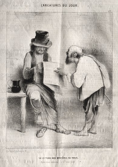 Caricatures du jour: La Lecture des mystères de Paris. Charles Joseph Traviès de Villers (French, 1804-1859). Lithograph