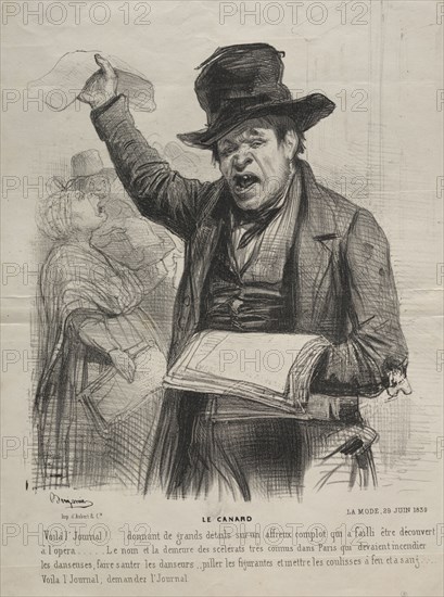 The Rag: Here is the daily newspaper!, 1839. Benjamin (Benjamin Roubaud) (French, 1811-1847), Aubert & Cie. Lithograph; sheet: 31.3 x 22.8 cm (12 5/16 x 9 in.); image: 26.5 x 21.2 cm (10 7/16 x 8 3/8 in.).