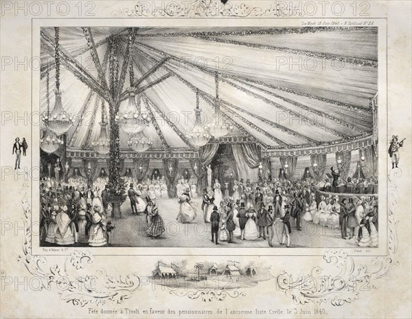 Fête donnée à Tivoli en faveur des pensionnaires de l'ancienne liste civile le 3 Juin 1840, 1840. Jules Platier (French). Lithograph