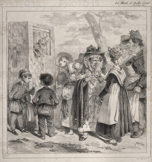 Voyez-vous ma Chère!  c'est la police qui fait jouer ces polichinels là, pour détourner l'attention..., 1840. Clémente Pruche (French, 1831-1870). Lithograph