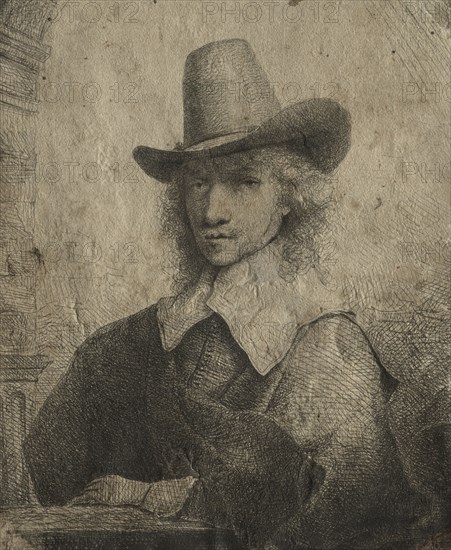 Portrait of a Man with a High Hat, 1642/1651. Ferdinand Bol (Dutch, 1616-1680). Etching and drypoint; sheet: 13.4 x 10.7 cm (5 1/4 x 4 3/16 in.)