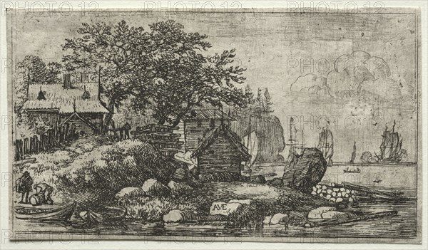 Landscape with Two Empty Boats. Allart van Everdingen (Dutch, 1621-1675). Etching