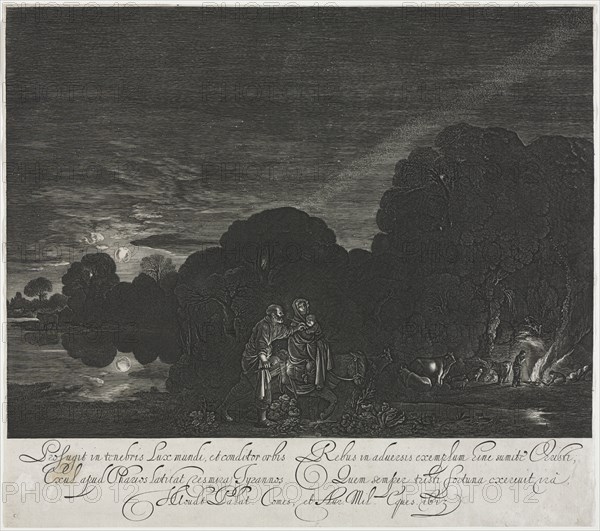 The Flight into Egypt (Night). Hendrik Goudt (Dutch, 1585-1630). Engraving