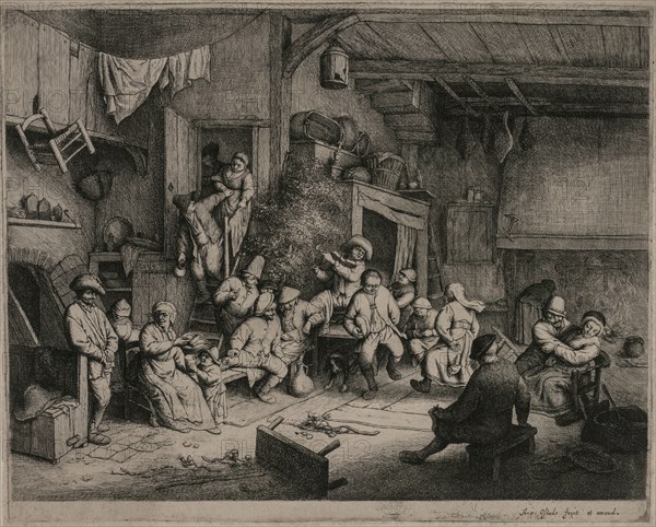 The Dance in the Inn, 1652. Adriaen van Ostade (Dutch, 1610-1684). Etching