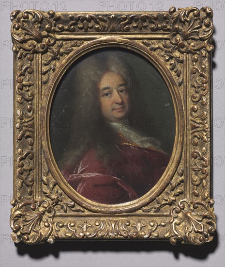 Portrait of Robert Levrac-Tournières, 1705-1710. France, 18th century. Oil on copper in a gold and diamond frame; framed: 12 x 10.5 cm (4 3/4 x 4 1/8 in.); unframed: 8.4 x 6.8 cm (3 5/16 x 2 11/16 in.).
