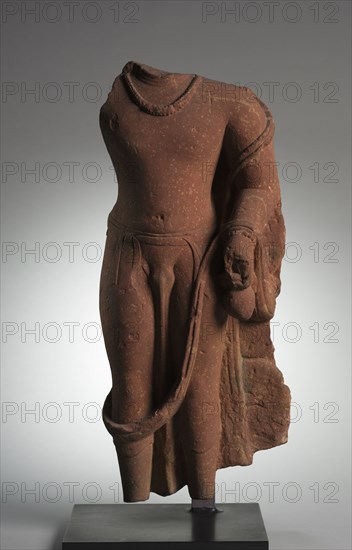 Naga (Serpent Divinity), 300s. India, Mathura, Kushan period (c. 80-375). Sandstone; overall: 67.3 cm (26 1/2 in.).