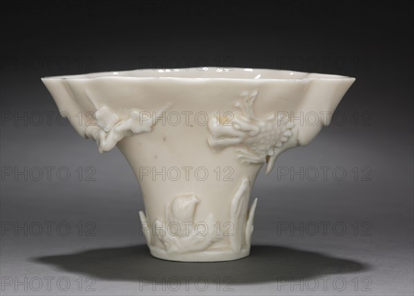 Libation Cup, 1662-1722. China, Qing dynasty (1644-1911), Kangxi reign (1661-1722). Porcelain; overall: 8.8 x 14.8 cm (3 7/16 x 5 13/16 in.).