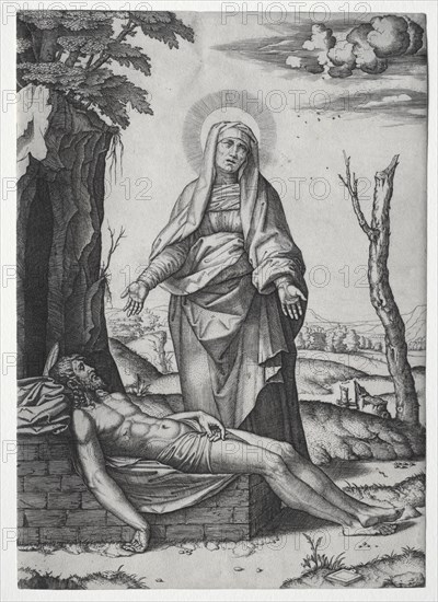The Pieta'. Marcantonio Raimondi (Italian, 1470/82-1527/34), after Raphael (Italian, 1483-1520). Engraving