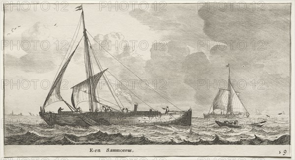 Ships of Amsterdam:  A Merchantman. Reinier Nooms (Dutch, c. 1623-1667). Etching