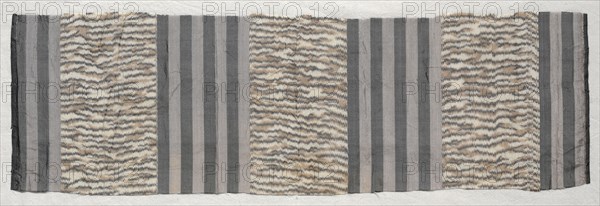 Silk with Gray and Purple Stripes, early 1800s. France, early 19th century. Silk; overall: 16.7 x 53.5 cm (6 9/16 x 21 1/16 in.)