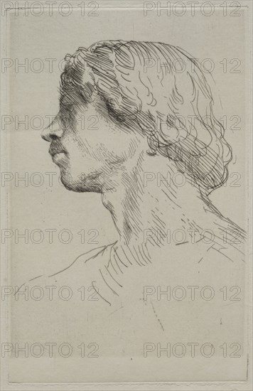 Head of a Model. Alphonse Legros (French, 1837-1911). Etching