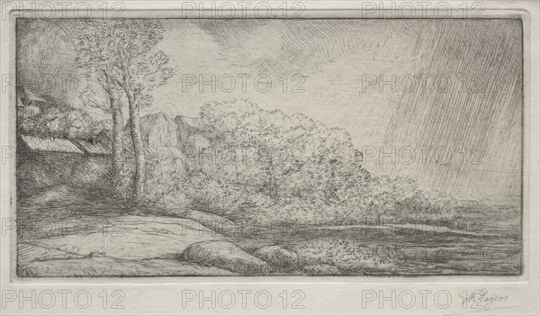 Landscape with Two Trees (Paysage aux deux Arbres). Alphonse Legros (French, 1837-1911). Drypoint