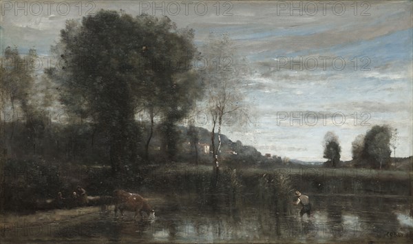 Pond at Ville-d'Avray, late 1860s. Jean Baptiste Camille Corot (French, 1796-1875). Oil on fabric; framed: 87 x 127 x 11 cm (34 1/4 x 50 x 4 5/16 in.); unframed: 58.1 x 99.4 cm (22 7/8 x 39 1/8 in.).