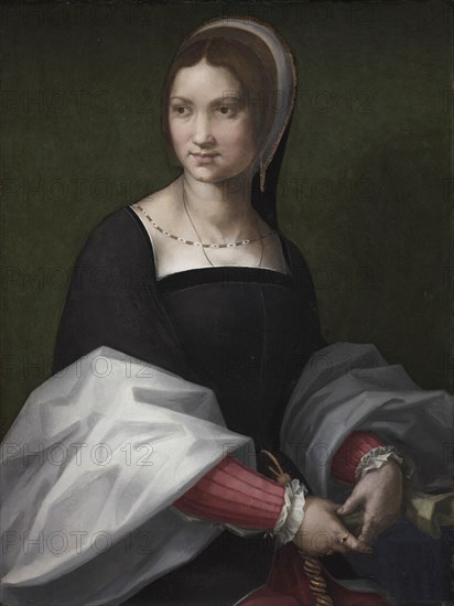 Portrait of a Woman, c. 1518. Circle of Andrea del Sarto (Italian, 1486-1530). Oil on wood; framed: 108 x 86.5 x 8 cm (42 1/2 x 34 1/16 x 3 1/8 in.); unframed: 82.5 x 62.2 cm (32 1/2 x 24 1/2 in.).