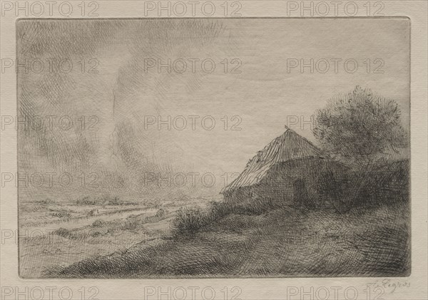 Hovel on the Hill. Alphonse Legros (French, 1837-1911). Drypoint
