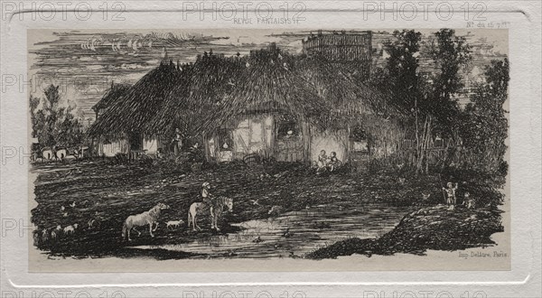 The Farm-Yard, 1861. Rodolphe Bresdin (French, 1822-1885), Auguste Delâtre. Etching; sheet: 15.5 x 21.3 cm (6 1/8 x 8 3/8 in.); platemark: 9 x 17 cm (3 9/16 x 6 11/16 in.).