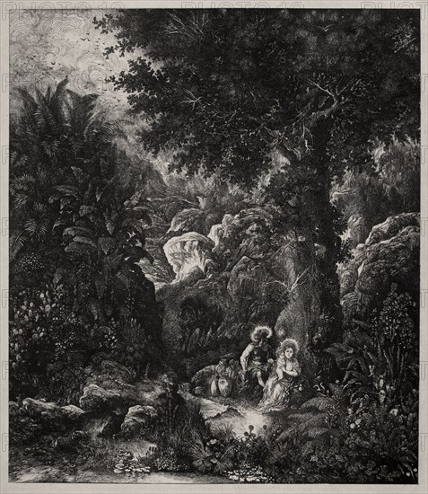 Rest on the Flight into Egypt with a Saddled Donkey, 1871. Rodolphe Bresdin (French, 1822-1885). Lithograph; sheet: 33.6 x 26.8 cm (13 1/4 x 10 9/16 in.); image: 23.1 x 20 cm (9 1/8 x 7 7/8 in.)