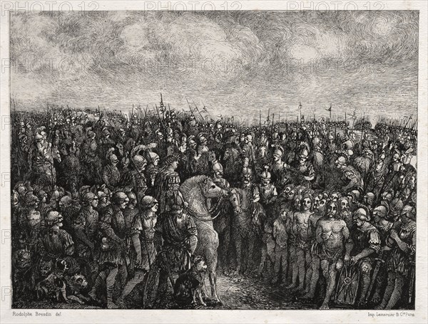 Caesar and his Prisoners, 1878. Rodolphe Bresdin (French, 1822-1885), Lemercier. Lithograph; sheet: 34 x 48.6 cm (13 3/8 x 19 1/8 in.); platemark: 15.7 x 21.2 cm (6 3/16 x 8 3/8 in.)