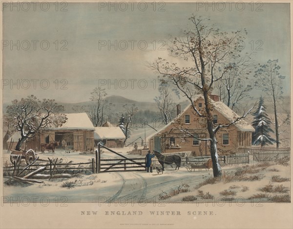 New England Winter Scene, 1861. And James Merritt Ives (American, 1824-1895), Nathaniel Currier (American, 1813-1888). Lithograph, hand colored; image: 41.8 x 60 cm (16 7/16 x 23 5/8 in.)