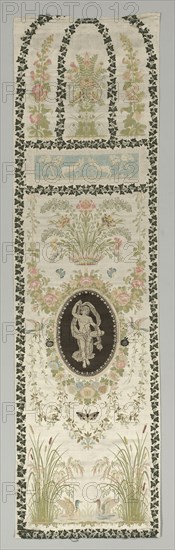 Wall Covering with Classical Figure, late 1700s - early 1800s. Philippe de Lasalle (French, 1723-1805), Camille Pernon & Cie (French). Lampas (satin weave and plain weave variant), brocaded, appliquéd, embroidered; silk; overall: 203.2 x 57.2 cm (80 x 22 1/2 in.)